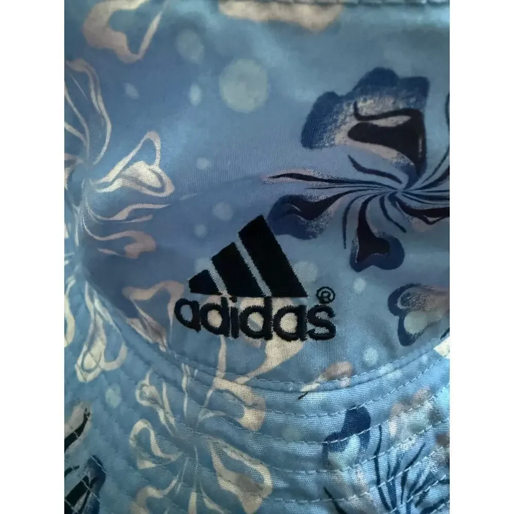 Adidas Blue Floral Bucket Hat Size L 7 1/4 7 3/8 Spring Casual 90s